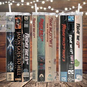 Friday the 13th movie VHS case metal insulated tumbler